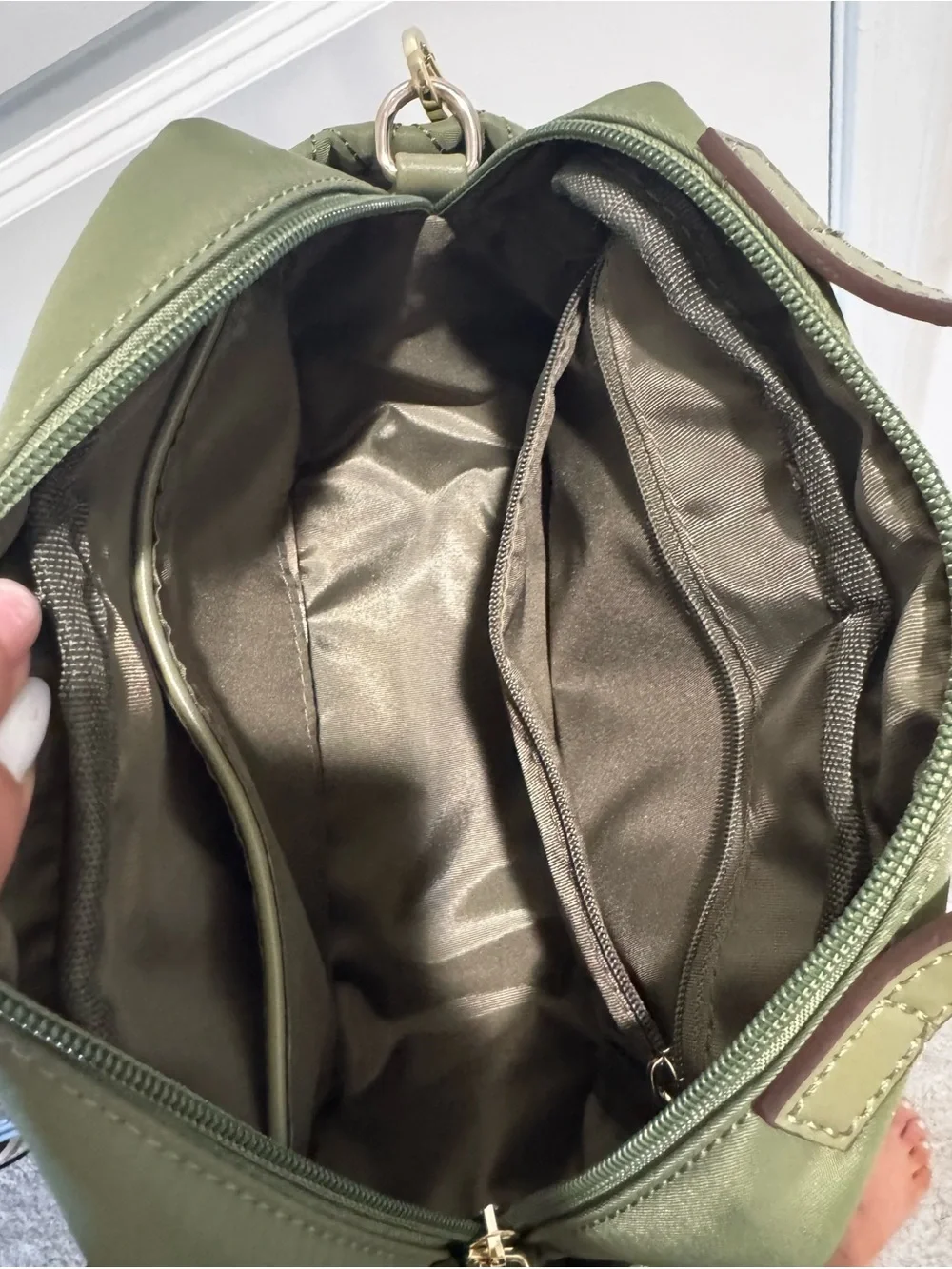 Bella Russo Olive Quilted Crossbody Bag with Gold Hardware